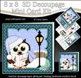 8x8 Xmas Carol Singing Little Hoot Owl 3D Decoupage