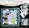 8x8 Xmas Little Hoot Owl Dressing the Tree 3D Decoupage