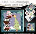 8x8 Xmas Little Hoot Owl Dressing the Tree 3D Decoupage