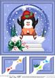 8 x 8 Xmas Pip Penguin Snowglobe Scalloped Corner