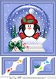 8 x 8 Xmas Pip Penguin Snowglobe Scalloped Corner