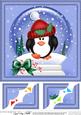 8 x 8 Xmas Pip Penguin Snowglobe Scalloped Corner