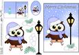 Christmas Little Hoot Owl Lamp Post 5x7 3D Decoupage