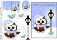 Christmas Little Hoot Owl Lamp Post 5x7 3D Decoupage