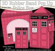 3D Police Box Rubber Band Pop Up Card