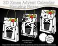 3D Monochrome Xmas Hanging Advent Calendar Box Kit