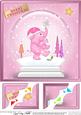 8 x 8 Xmas Elephant Snowglobe Scalloped Corner Topper