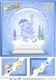 8 x 8 Xmas Elephant Snowglobe Scalloped Corner Topper