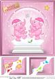 8 x 8 Xmas Elephants Snowglobe Scalloped Corner Topper
