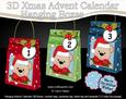 3D Teddy Xmas Hanging Advent Calendar Box Kit