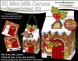 3D Xmas Rudolph Milk Carton Gingerbread House Treat Boxes