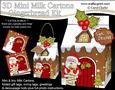 3D Xmas Santa Milk Carton Gingerbread House Treat Boxes