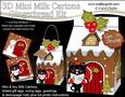 3D Xmas Little Cat Milk Carton Gingerbread House Treat Boxes