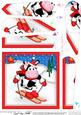 Xmas Sledging Milly Moo Cow Fan Pyramage Topper
