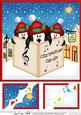 8 x 8 Penguins Merry Carollers Scalloped Topper