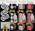 3D Tartan Christmas Holly Cracker Boxes