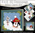 8x8 Xmas Pip Penguin Snowball Fight Mini Kit 3D Decoupage