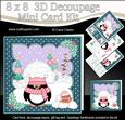 8x8 Xmas Pip Penguin & Robin Mini Kit 3D Decoupage