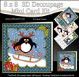 8x8 Xmas Sledging Pip Penguin Mini Kit 3D Decoupage