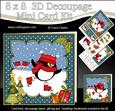 8x8 Xmas Skating Pip Penguin Mini Kit 3D Decoupage