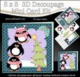 8x8 Xmas Pip Penguin Dressing the Tree Mini Kit 3D Decoupage
