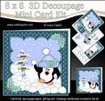 8x8 Xmas Pip Penguin Snowball Fight Mini Kit 3D Decoupage