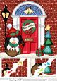 8 x 8 Penguin Christmas Door Scalloped Topper