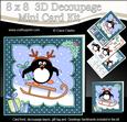 8x8 Xmas Sledging Pip Penguin Mini Kit 3D Decoupage