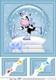 8 x 8 Xmas Milly Moo Cow Snowglobe Scalloped Corner