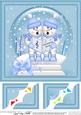 8 x 8 Xmas Snowmen Snowglobe Scalloped Corner