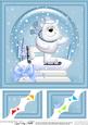 8 x 8 Xmas Ben Polar Bear Snowglobe Scalloped Corner