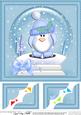 8 x 8 Xmas Penguin Snowglobe Scalloped Corner