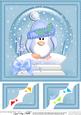 8 x 8 Xmas Penguin Snowglobe Scalloped Corner
