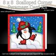 8 x 8 Xmas Penguin Card Scalloped Corner Kit