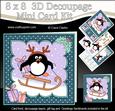 8x8 Xmas Sledging Pip Penguin Mini Kit 3D Decoupage