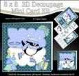 8x8 Xmas Skating Pip Penguin Mini Kit 3D Decoupage