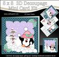 8x8 Xmas Pip Penguin Snowball Fight Mini Kit 3D Decoupage