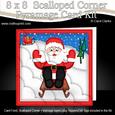 8 x 8 Xmas Sledging Santa Card Scalloped Corner Kit