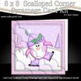 8 x 8 Xmas Skating Penguin Card Scalloped Corner Kit