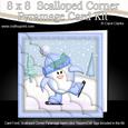 8 x 8 Xmas Skating Penguin Card Scalloped Corner Kit
