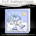 8 x 8 Xmas Skating Snowmn Card Scalloped Corner Kit