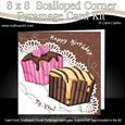 8 x 8 Fondant Fancies Birthday Cakes Scalloped Corner Kit