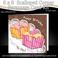 8 x 8 Fondant Fancies Birthday Cakes Scalloped Corner Kit