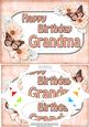 A5 Birthday Grandma Butterflies & Flowers Scallop Corner