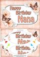 A5 Birthday Nana Butterflies & Flowers Scallop Corner