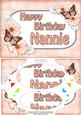 A5 Birthday Nannie Butterflies & Flowers Scallop Corner