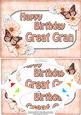 A5 Birthday Great Gran Butterflies & Flowers Scallop Corner