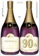 Large Dl 90th Champagne Bottle Shaped Card