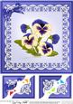 8 x 8 Pansy on Butterfly Lace Scalloped Corner Topper