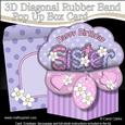 3D Birthday Sister Diagonal Words Rubber Band Pop Up Box